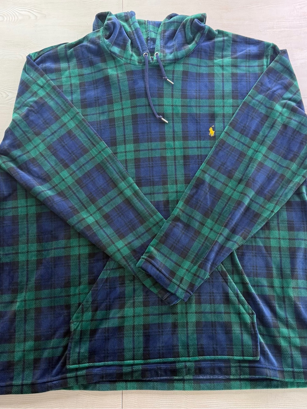 Polo by Ralph Lauren Blue & Green Plaid Hooded Pullover